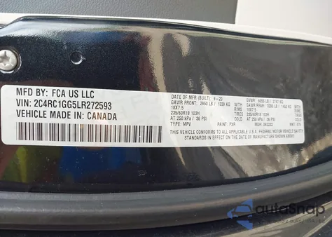 2020 Chrysler Pacifica Limited from USA, damaged, VIN 2C4RC1GG5LR272593